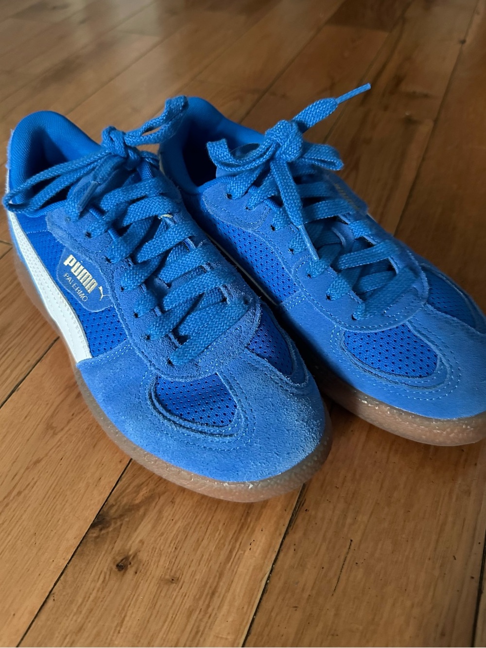 PUMA Palermo Blue Suede Gum Sole Sneakers - Size 8.5